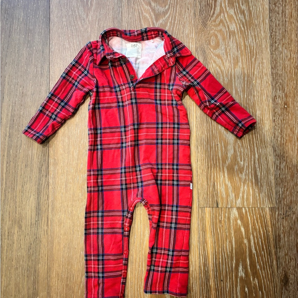 Little Sleepies Christmas plaid Playsuit